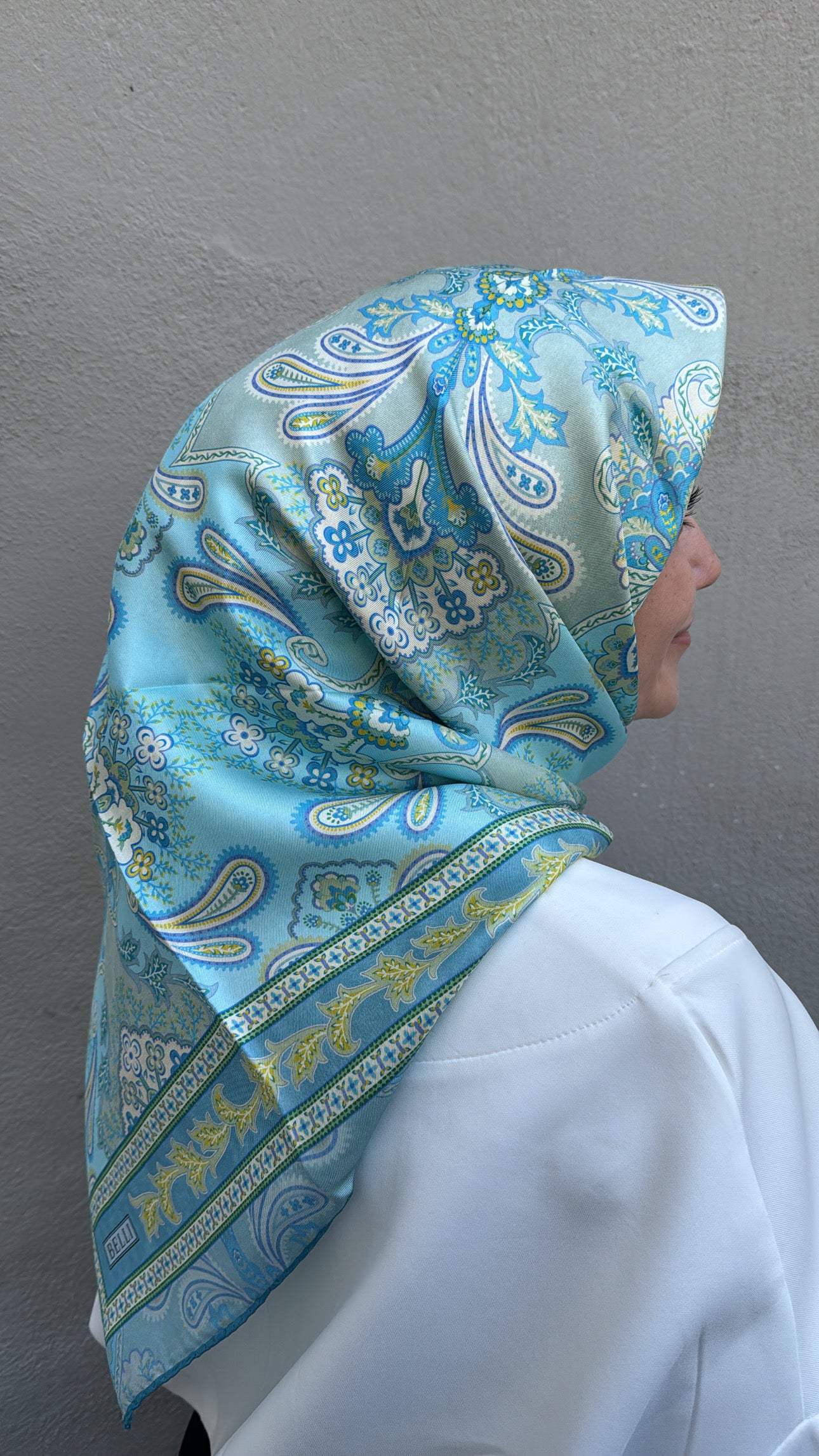 Belli ?? Etnik Desen %100 Twill İpek Eşarp 4304-??
