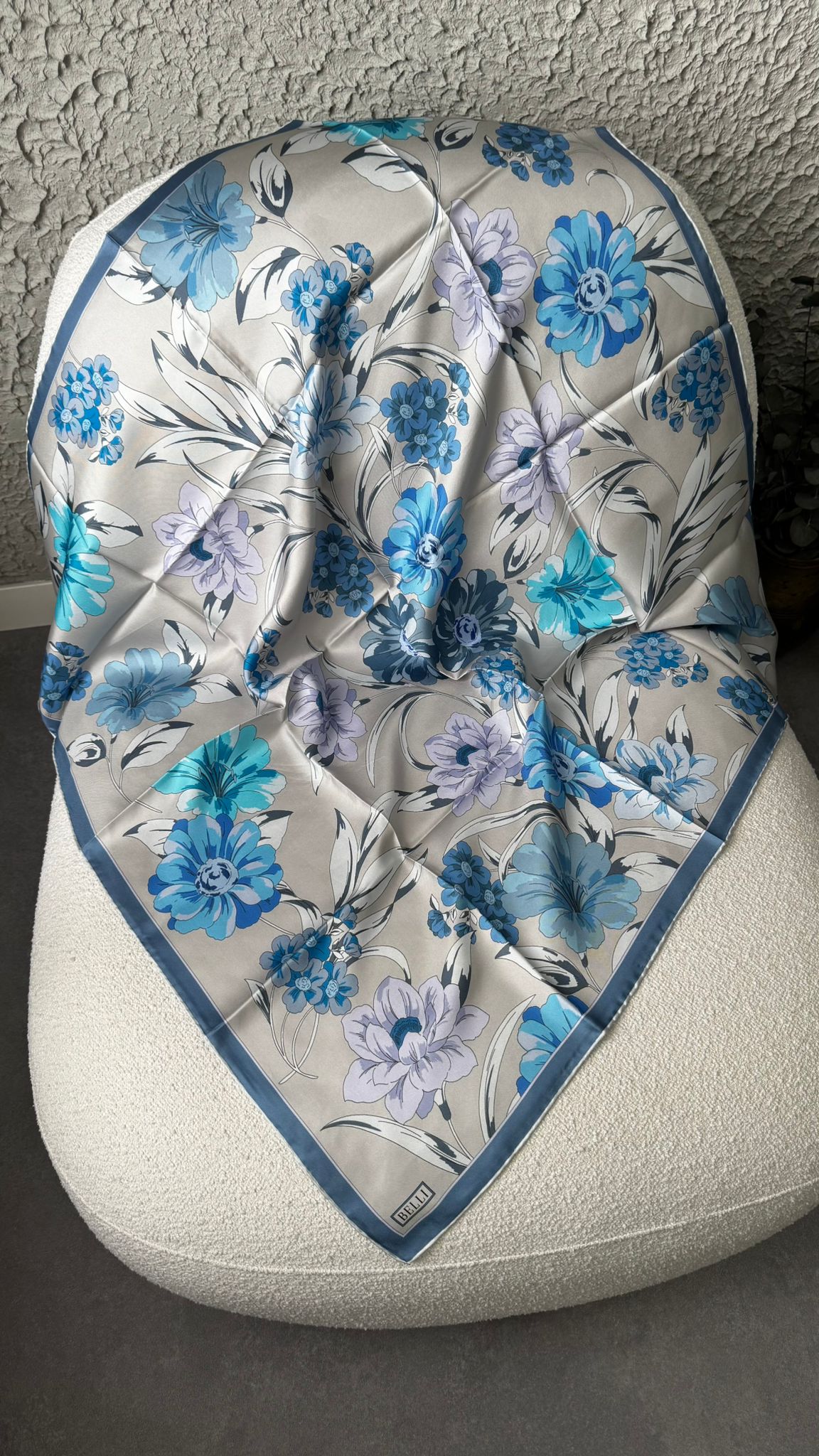 Belli Çiçek Desen İpek Eşarp 4219D (TWILL) - 36