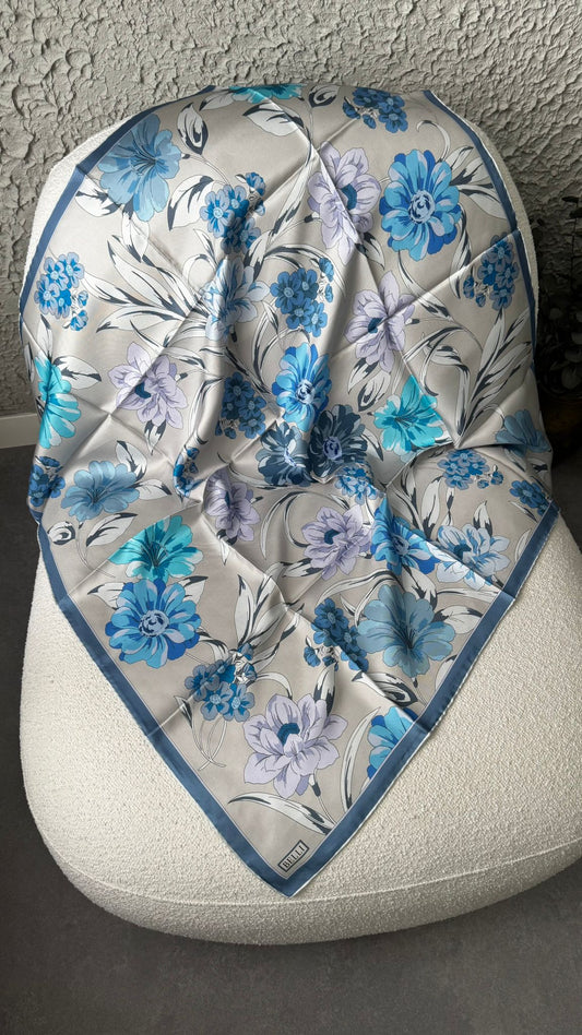 Belli Çiçek Desen İpek Eşarp 4219D (TWILL) - 36