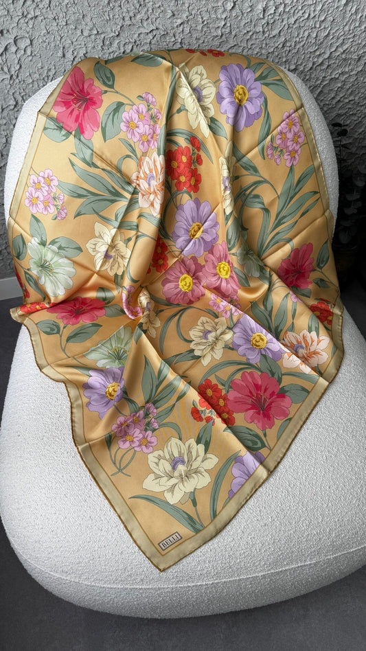 Belli Çiçek Desen İpek Eşarp 4219D (TWILL) - 50